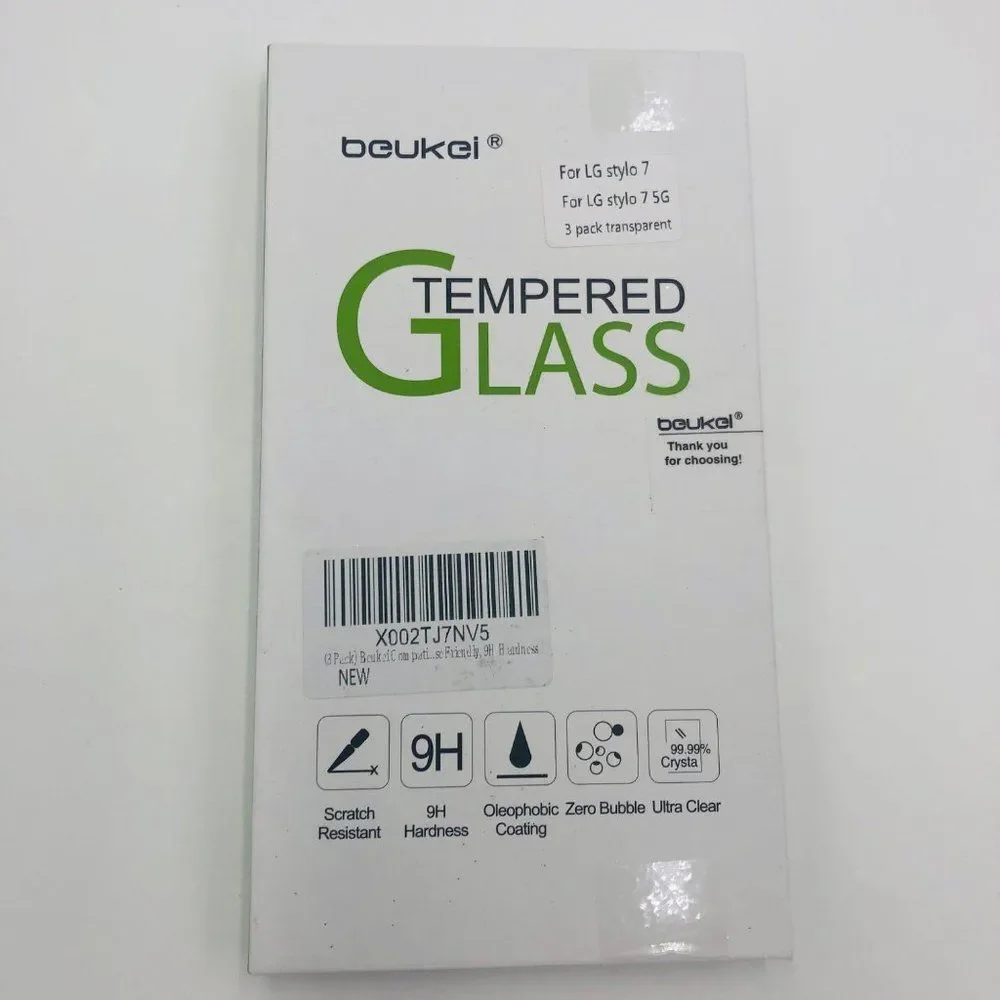 Brand New BEUKEI Tempered Glass For LG‎ Stylo 7 Screen Protector